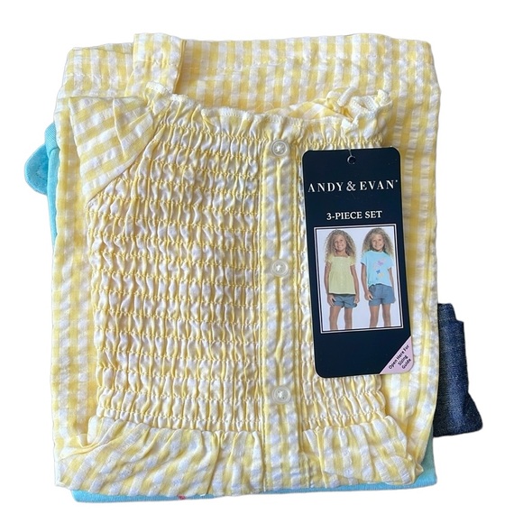 Andy & Evan - Girls’ 3 Pc Short + Tops Set - Picture 4 of 6